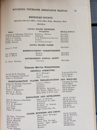 Wyoming Veteran's Assistance Manual (1945)