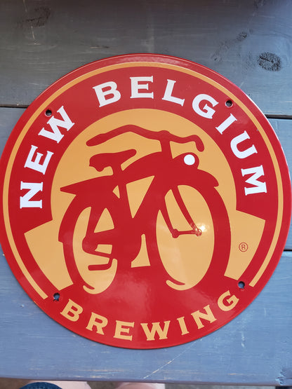 New Belgium Brewing round porcelain sign