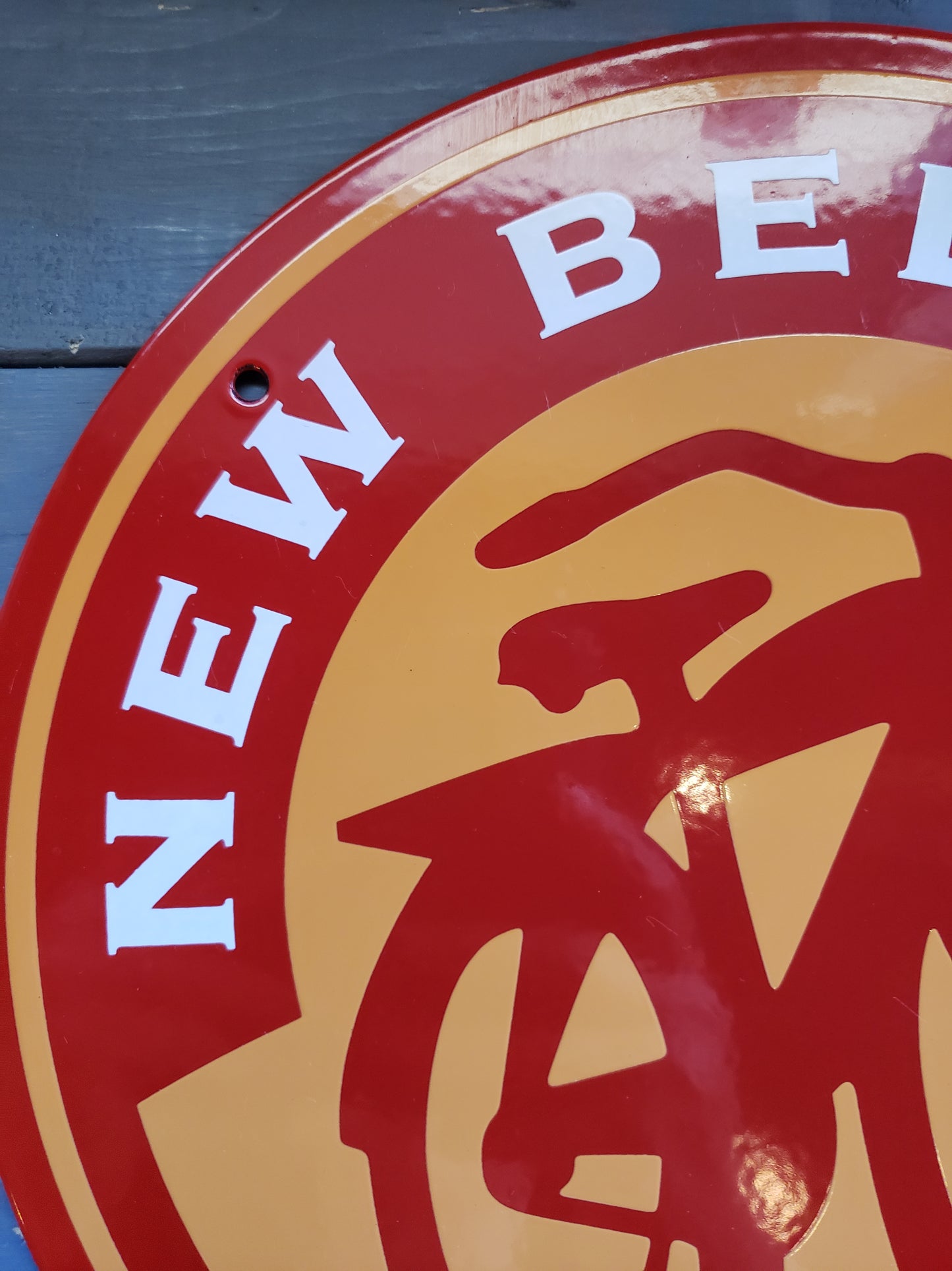New Belgium Brewing round porcelain sign