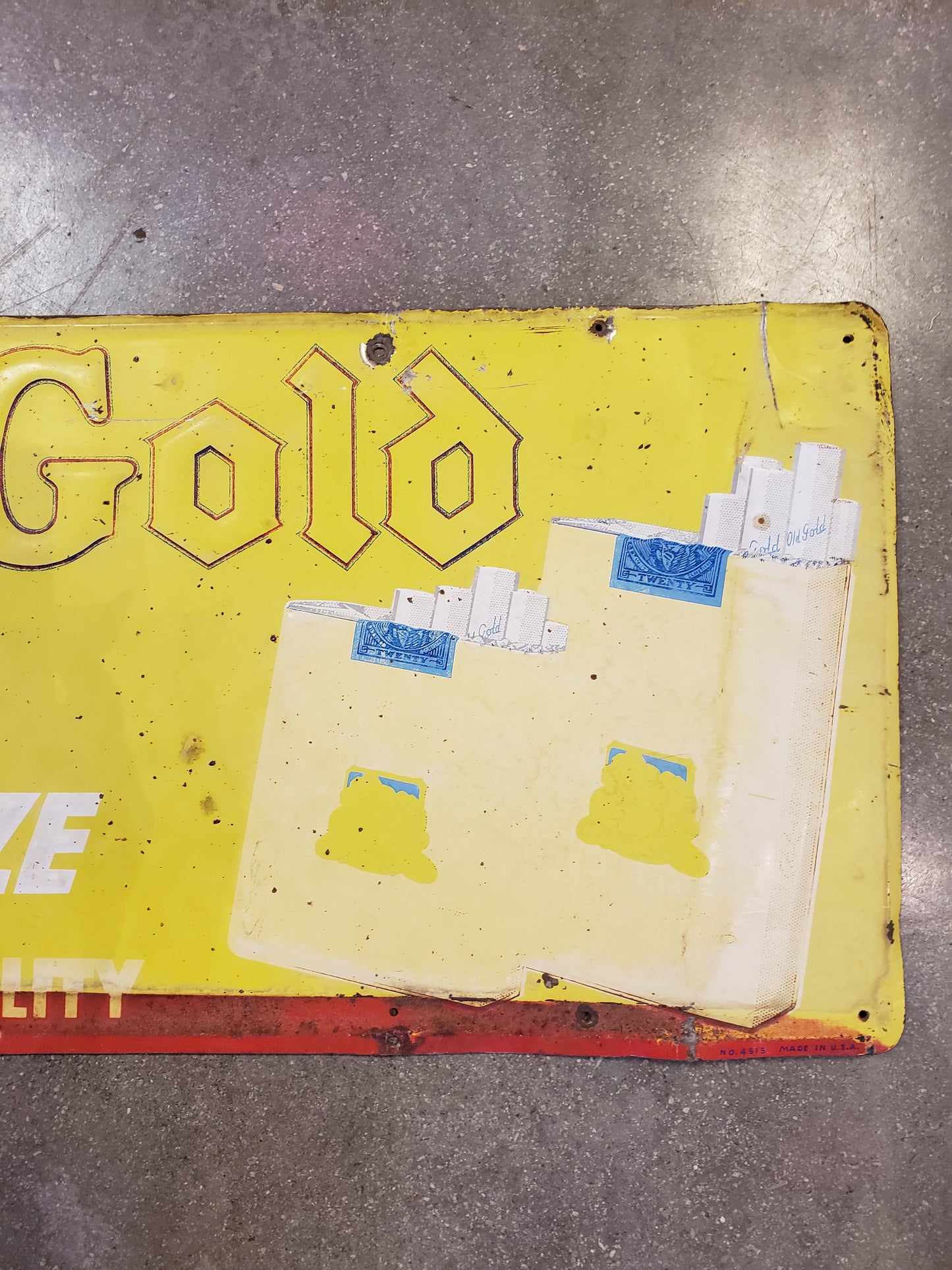 Old Gold cigarette ad sign **
