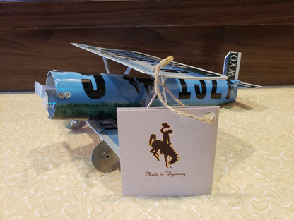 Medium Wyo Brand License Plate Biplane