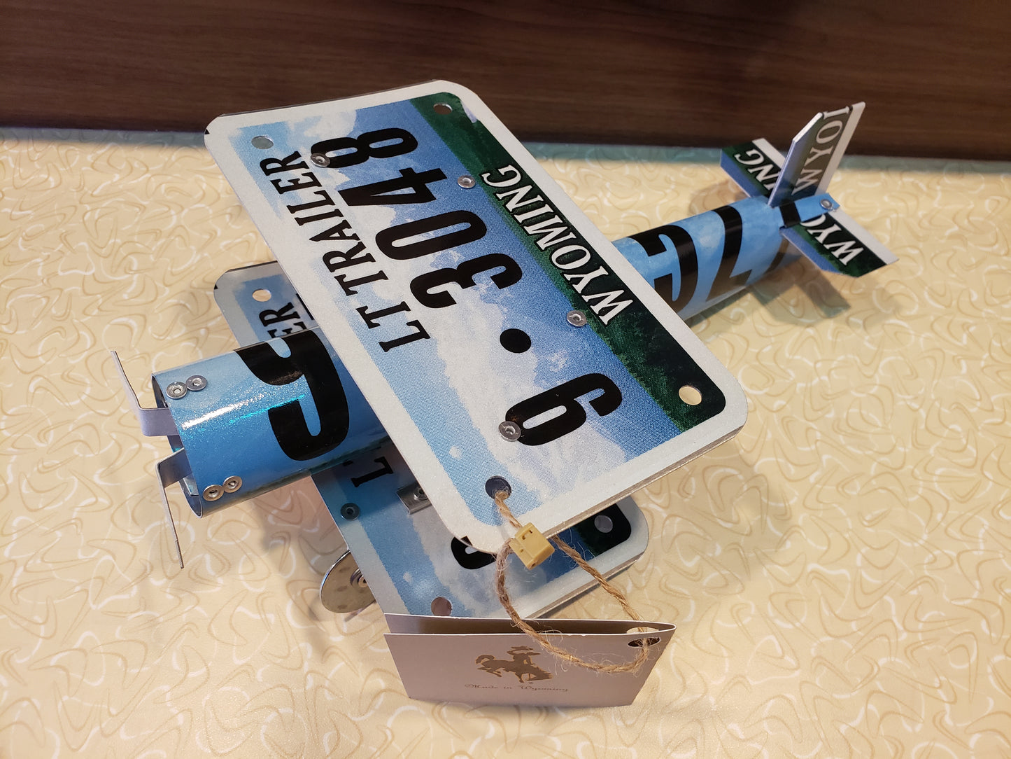 Medium Wyo Brand License Plate Biplane