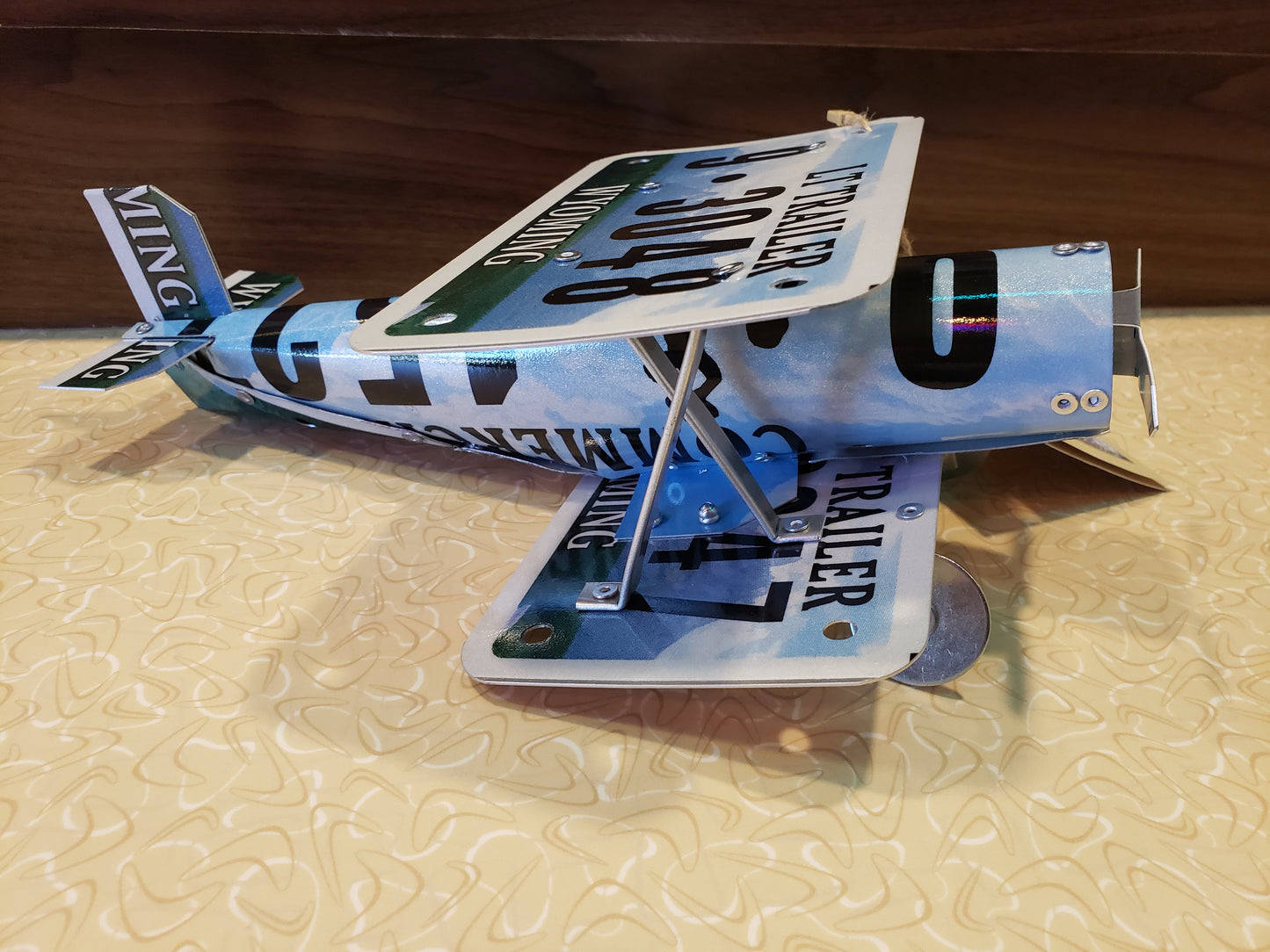 Medium Wyo Brand License Plate Biplane