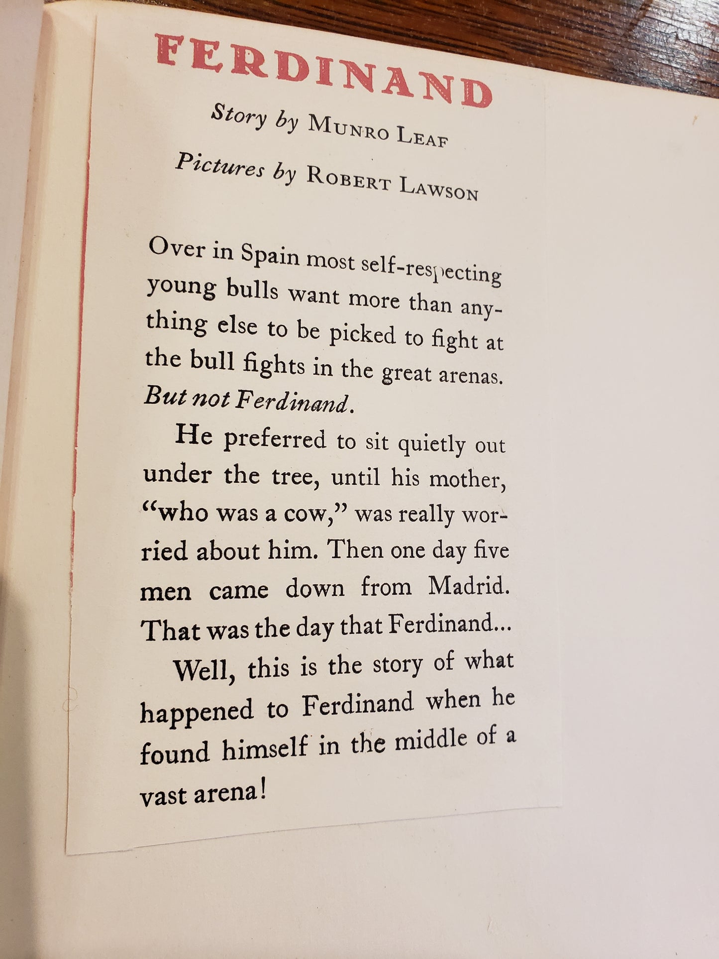 Ferdinand by Munro Leaf (1946)