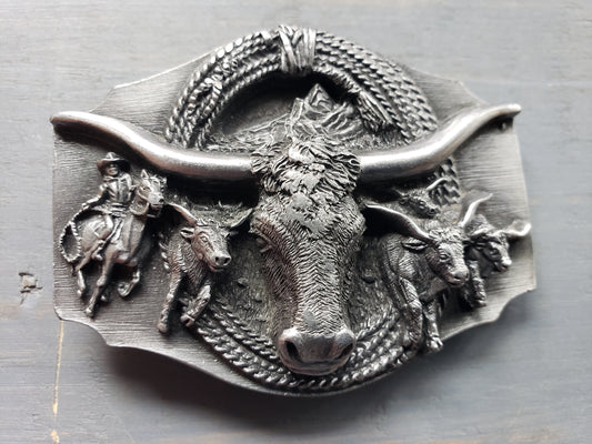 Longhorn Cows belt buckle