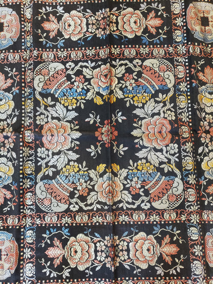 Vintage fringed boho brocade shawl/tablecloth/tapestry