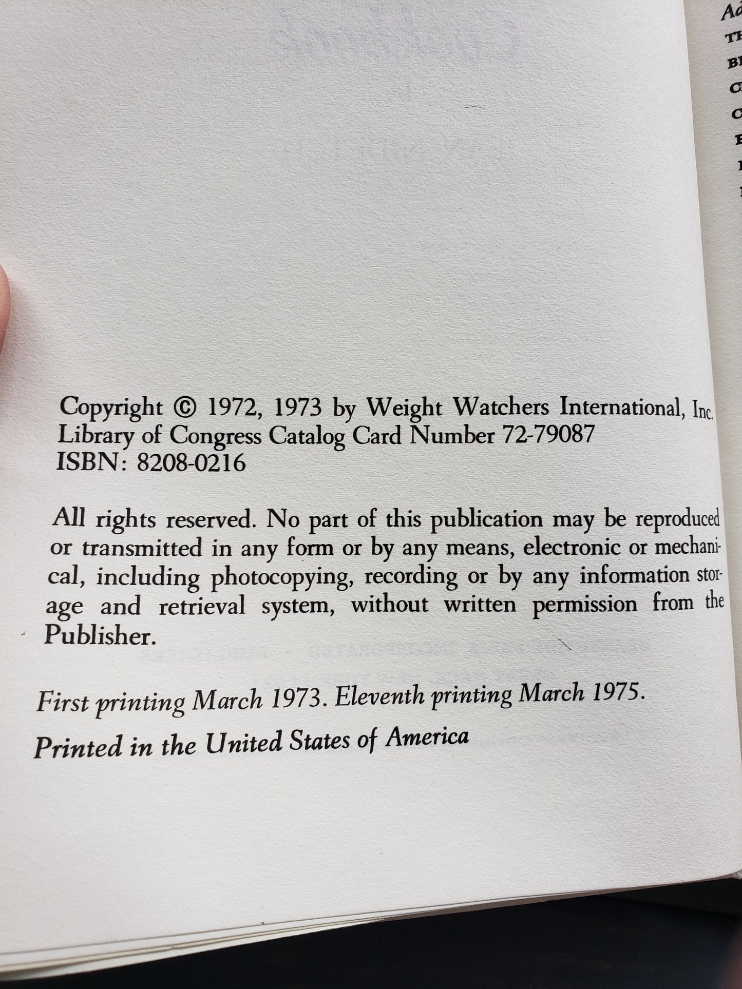 Weight Watchers Program Cookbook (1975)
