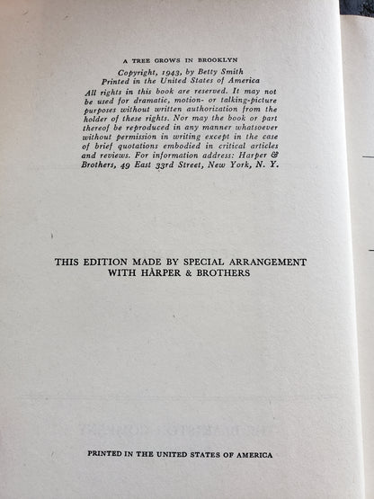 A Tree Grows in Brooklyn (1943) by Betty Smith special edition.