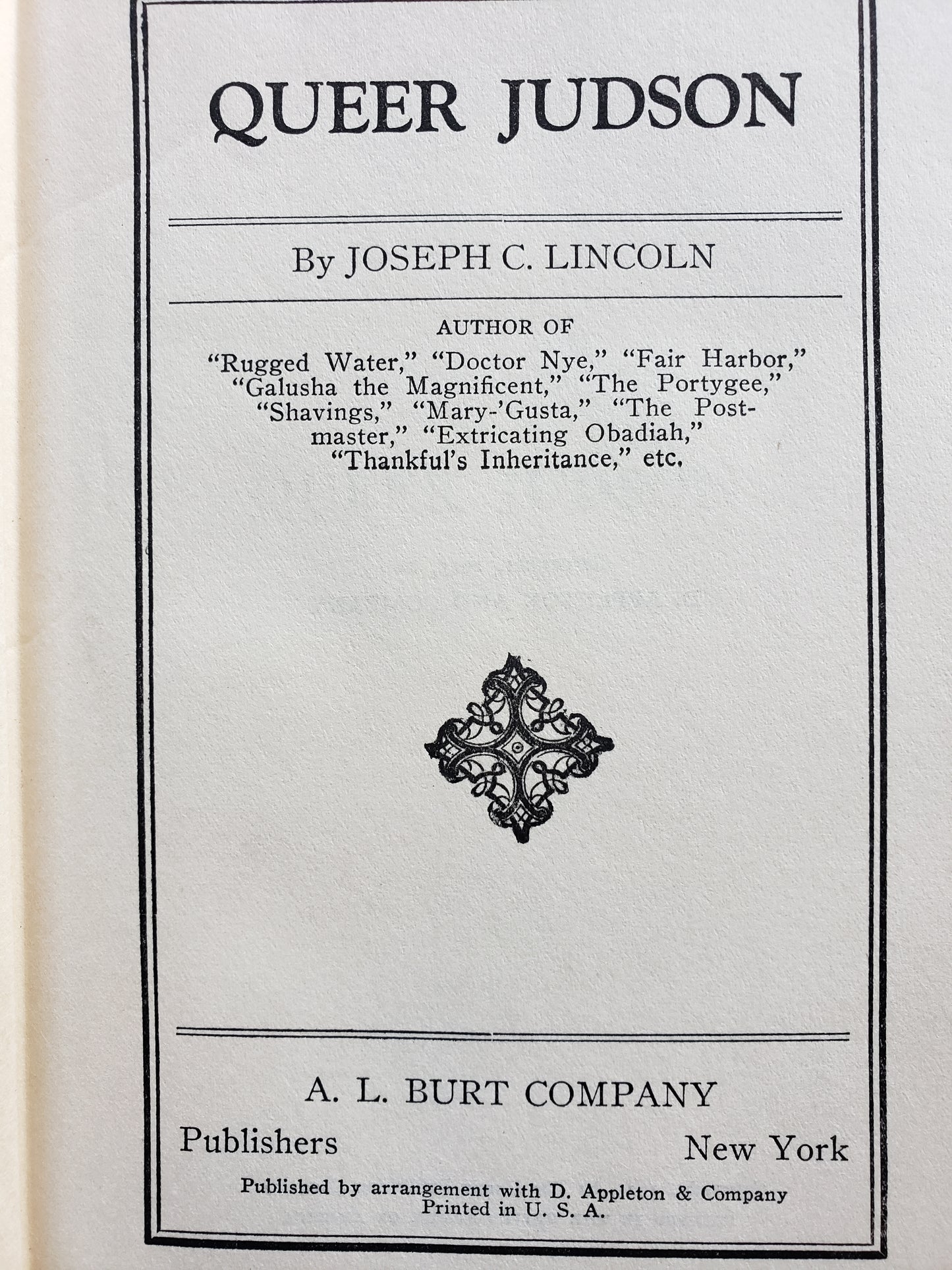 Queer Judson (1925) by Joseph C. Lincoln