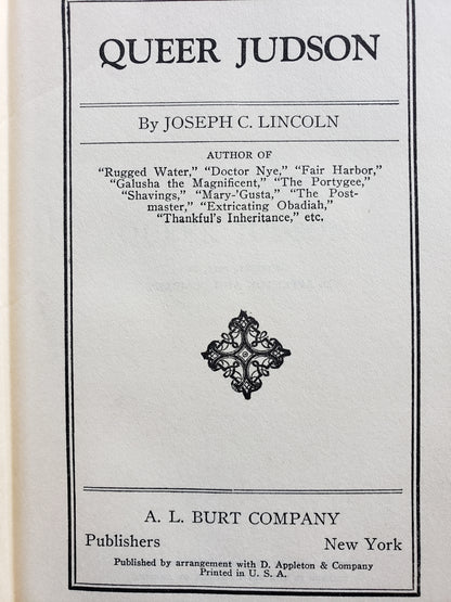 Queer Judson (1925) by Joseph C. Lincoln