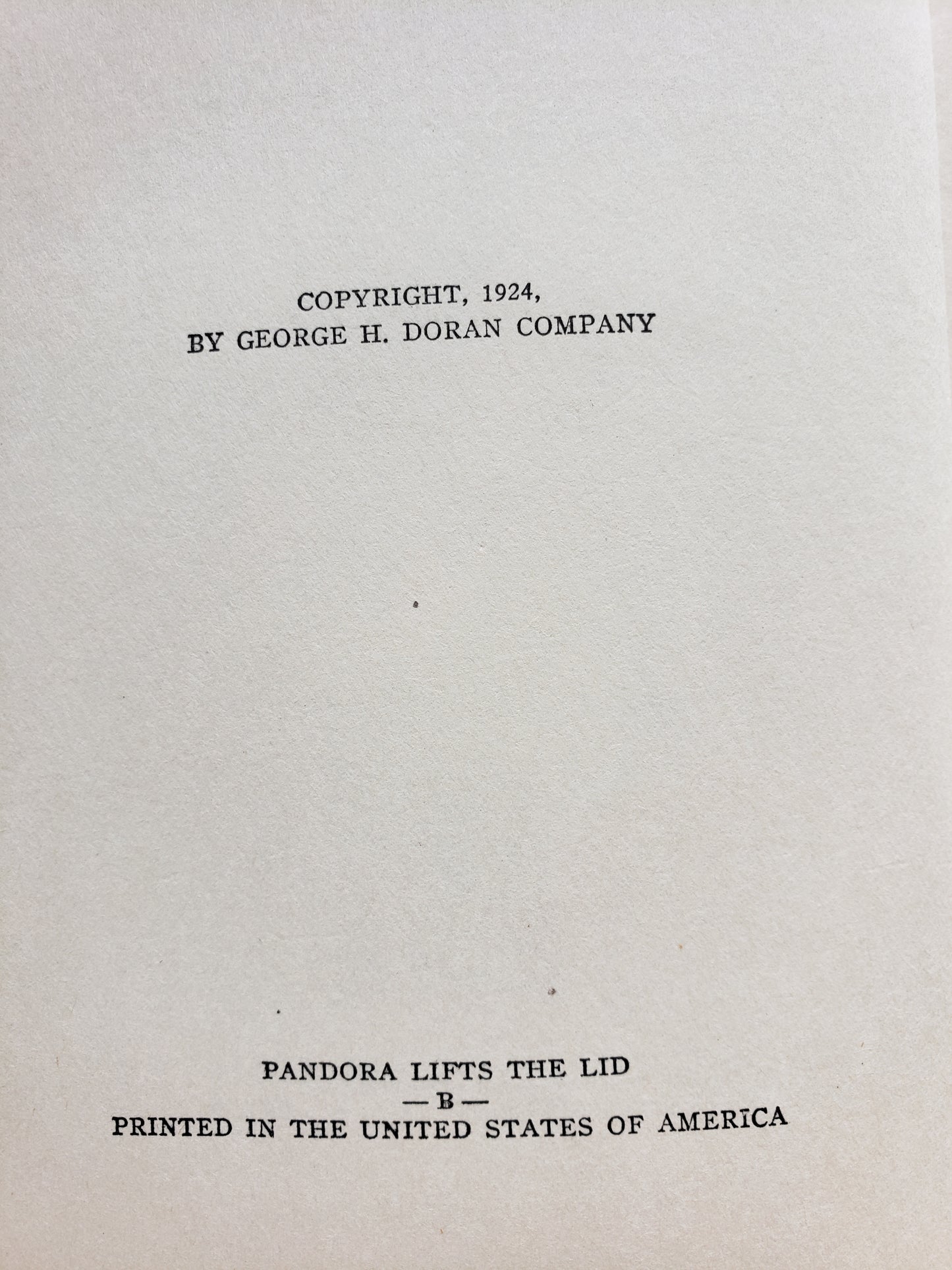 Pandora Lifts the Lid (1924) by Christopher Morley and Don Marquis