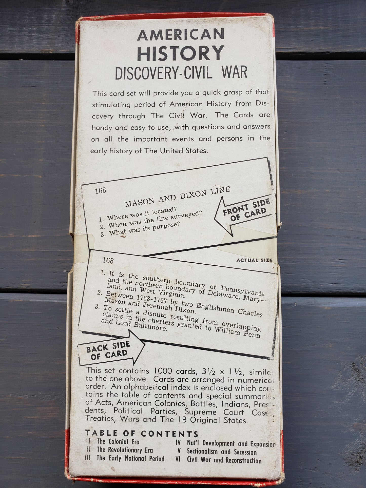 American History Discovery to Civil War Summary Cards