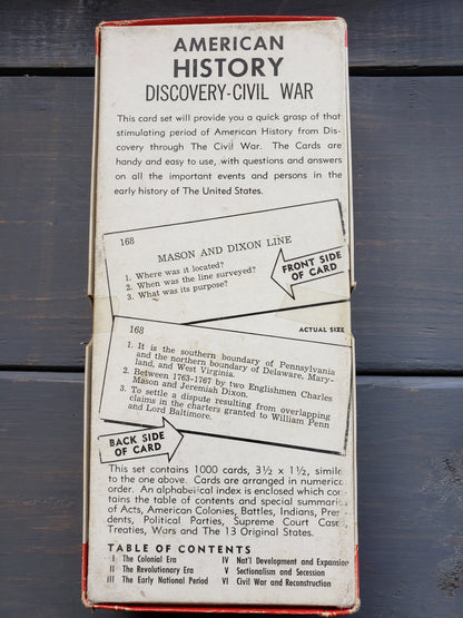 American History Discovery to Civil War Summary Cards