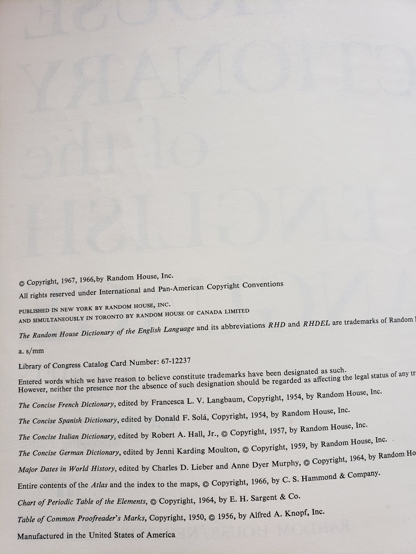 The Random House Dictionary of the English Language (Unabridged 1967)