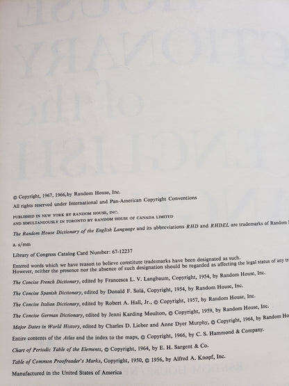 The Random House Dictionary of the English Language (Unabridged 1967)