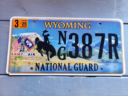 retired Wyoming Army Air National Guard license plate #387R