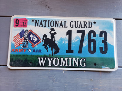 retired Wyoming Army Air National Guard license plate #1763