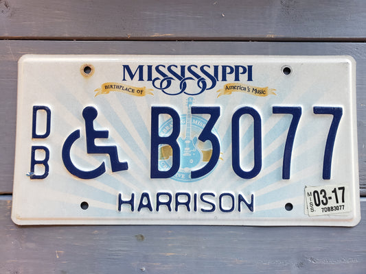 2017 Harrison Mississippi Disabled license plate #B3077