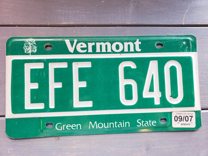 2007 Vermont expired License Plate EFE640