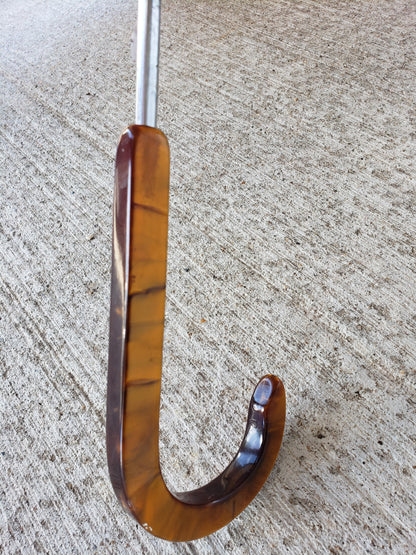 Vintage brown orange yellow  Umbrella with Lucite handle