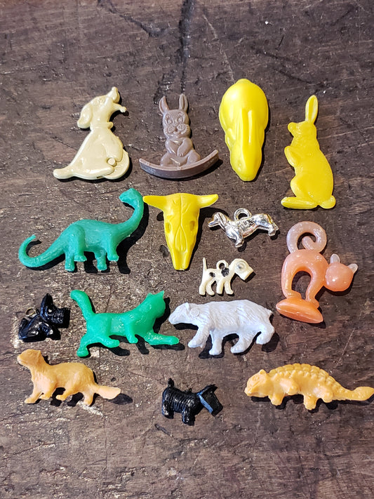 Cracker Jack toys dogs, cats bunnies, dinos bag