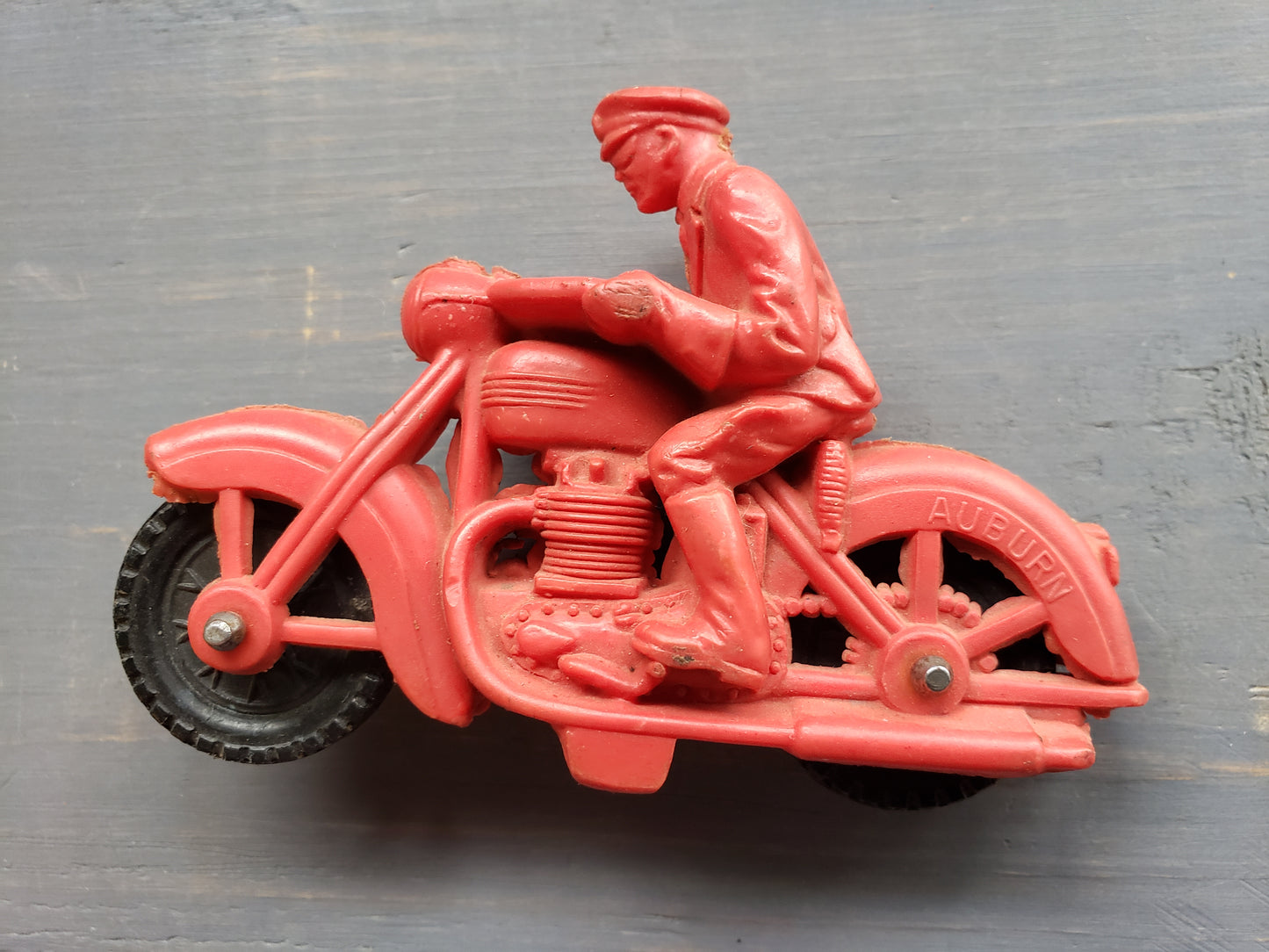 Auburn Red man on motorcycle