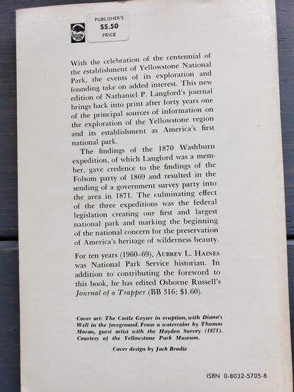 The Discovery of Yellowstone Park by Nathaniel  Pitt Langford (1972)