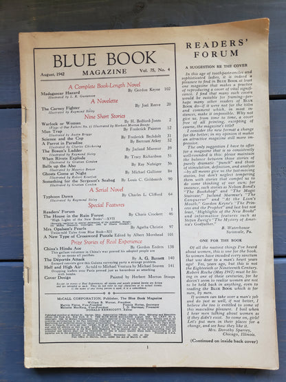 (April thru August 1942) Blue Book Stories of adventure for MEN by MEN