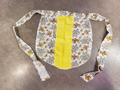 White teal yellow paisley vintage apron