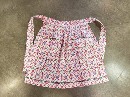 Retro floral apron in white pink red purple green