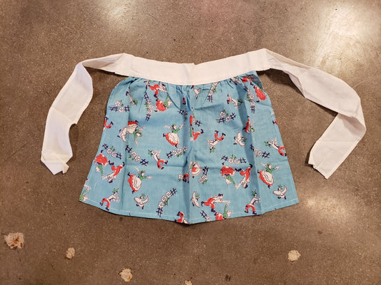 Dancing Farmers and Swans small vintage apron