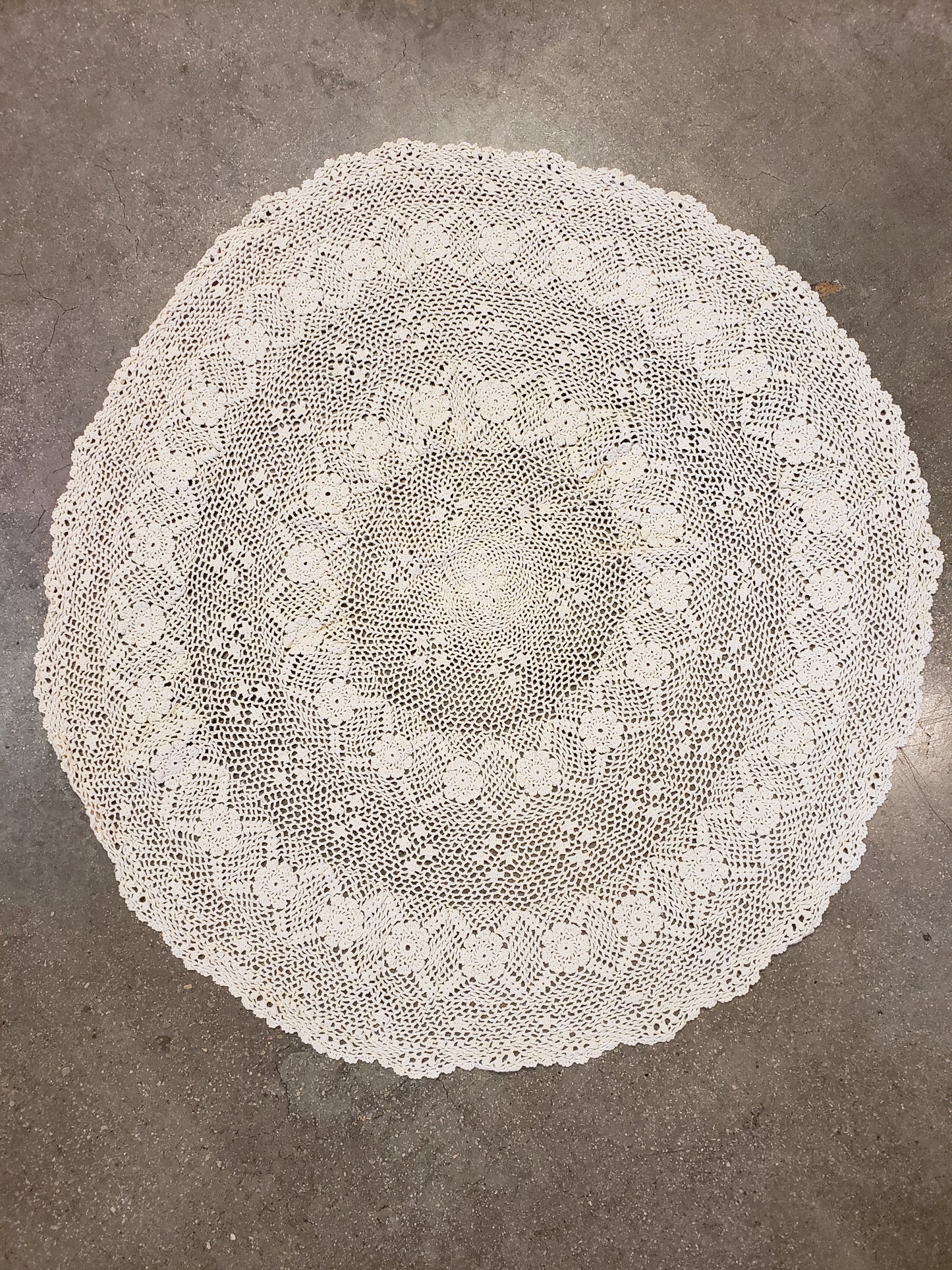 27 Inch diameter round crochet tablecloth