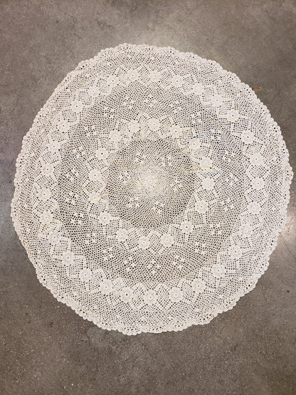 27 Inch diameter round crochet tablecloth