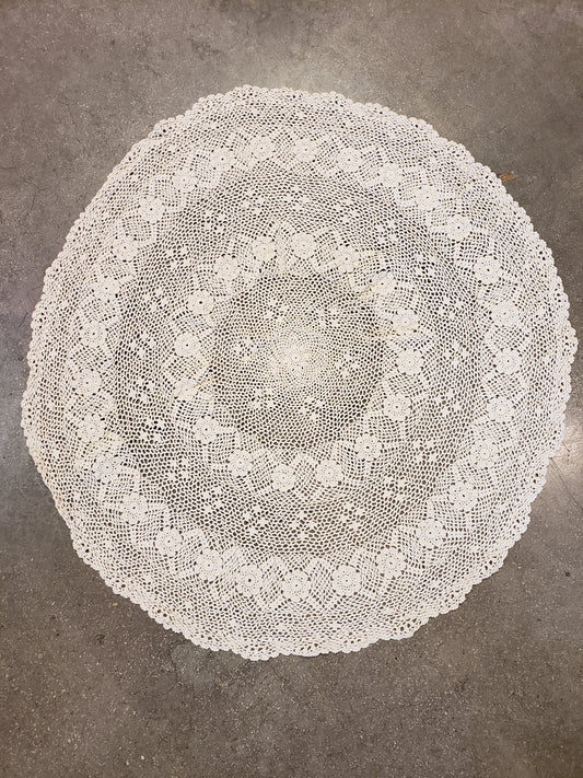 27 Inch diameter round crochet tablecloth