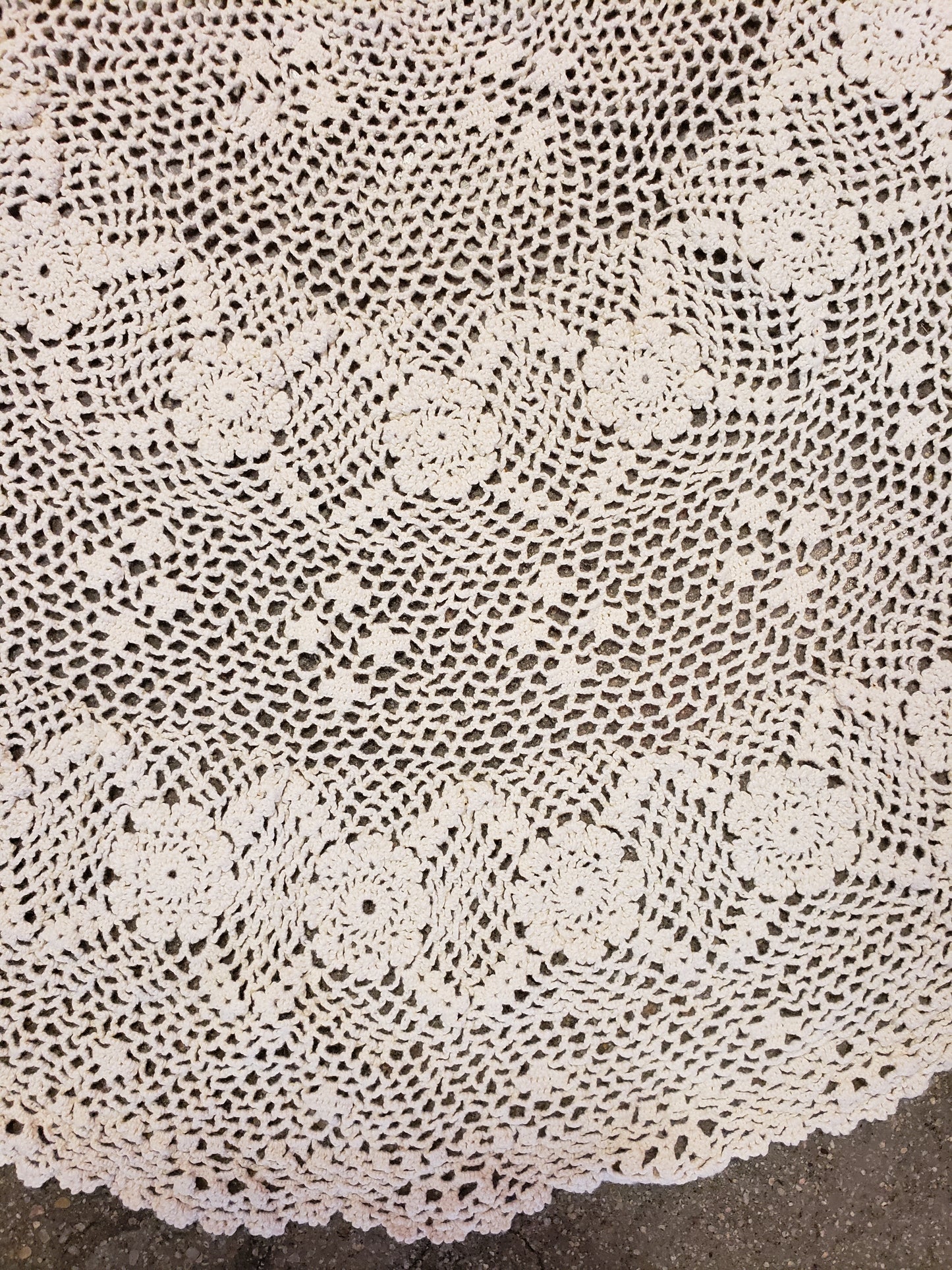 27 Inch diameter round crochet tablecloth