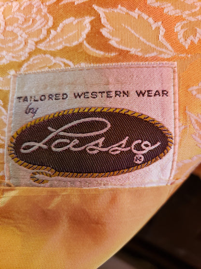 LASSO brand Women's Gold floral satin western suit size 4