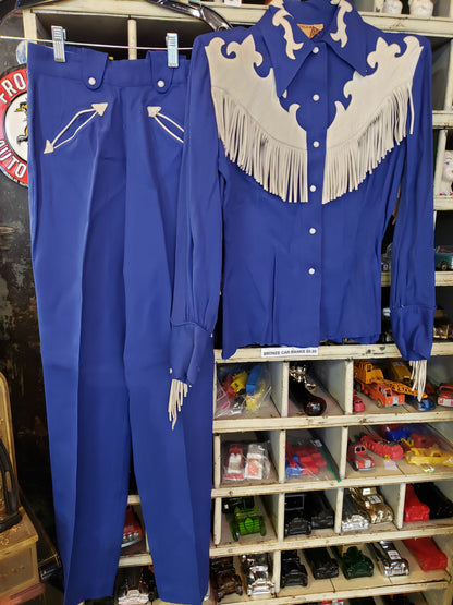 Ranch Maid Women's Blue White Suit vintage