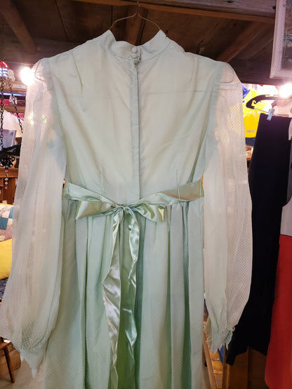 Woman's Green dotted swiss long dress size S