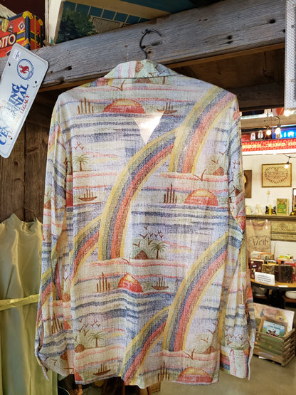 Men's 70's size M long sleeve rainbow shirt