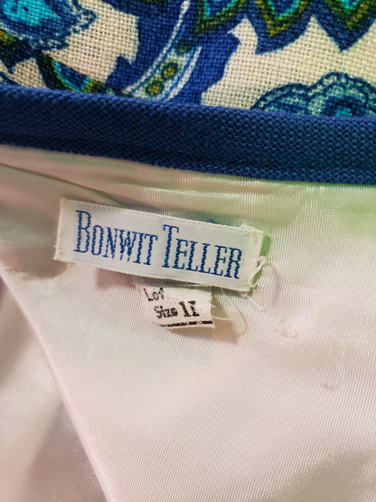 Blue Paisley size 11 vintage sheath dress