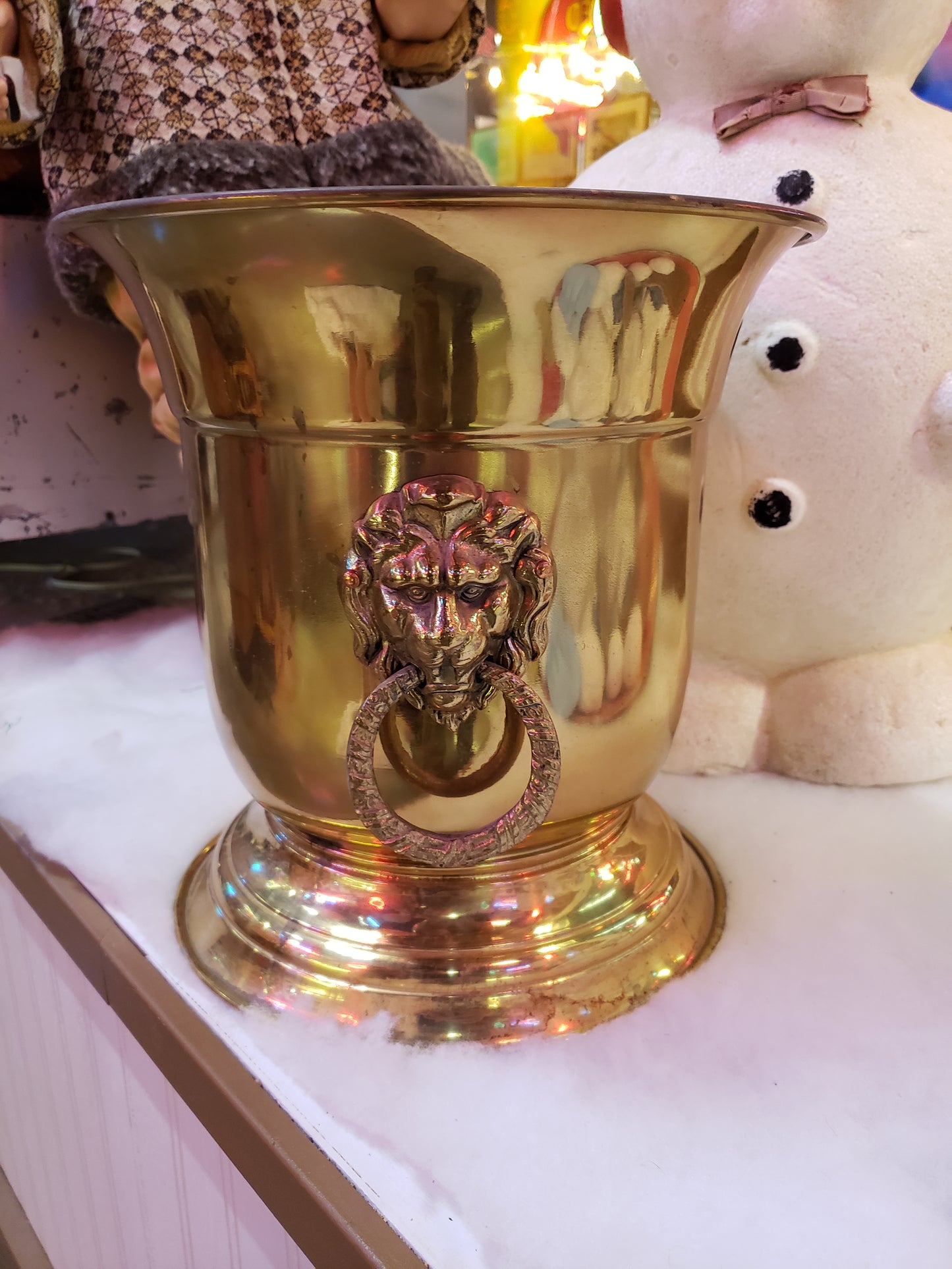 Brass Planter with decorative Lion handles
