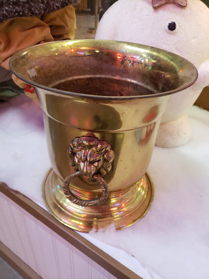 Brass Planter with decorative Lion handles
