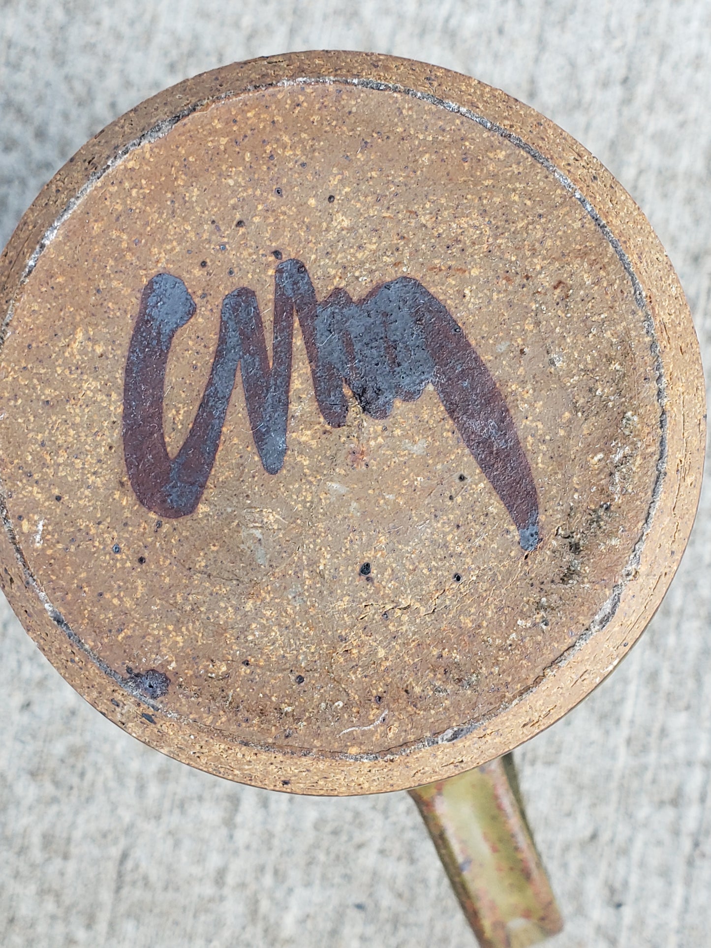 Green print glazed pottery pitcher
