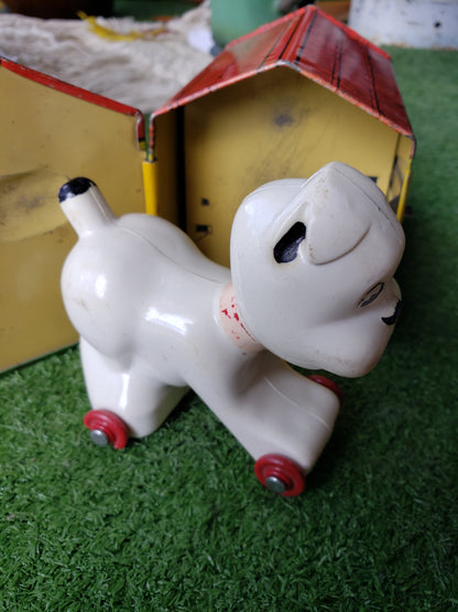 POOCH the Pop Out Pup tin litho toy