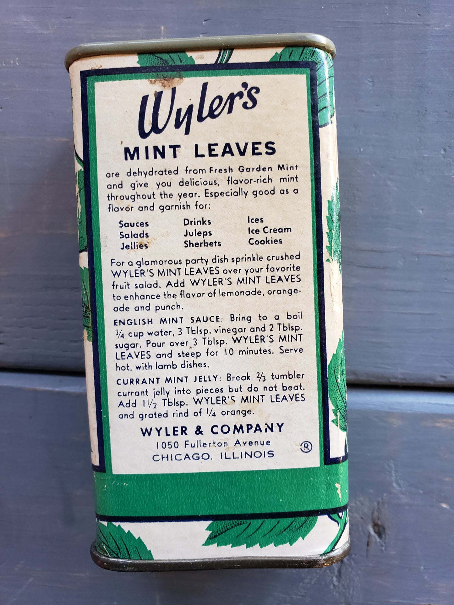 Wyler's MINT Leaves vintage spice tin