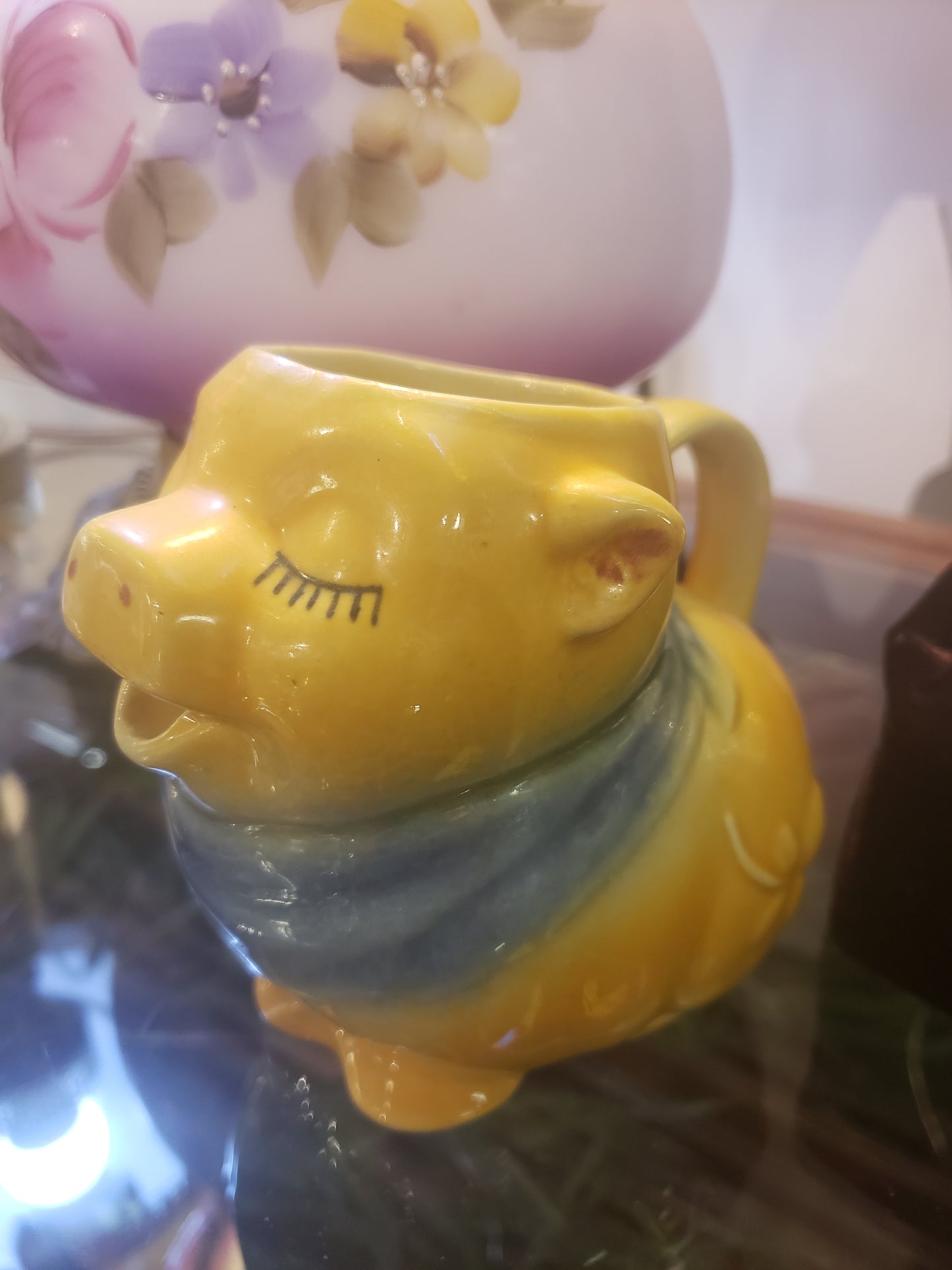Yellow Shawnee Pottery Pig creamer
