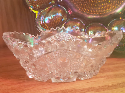 Cut glass candy dish sawtooth edge