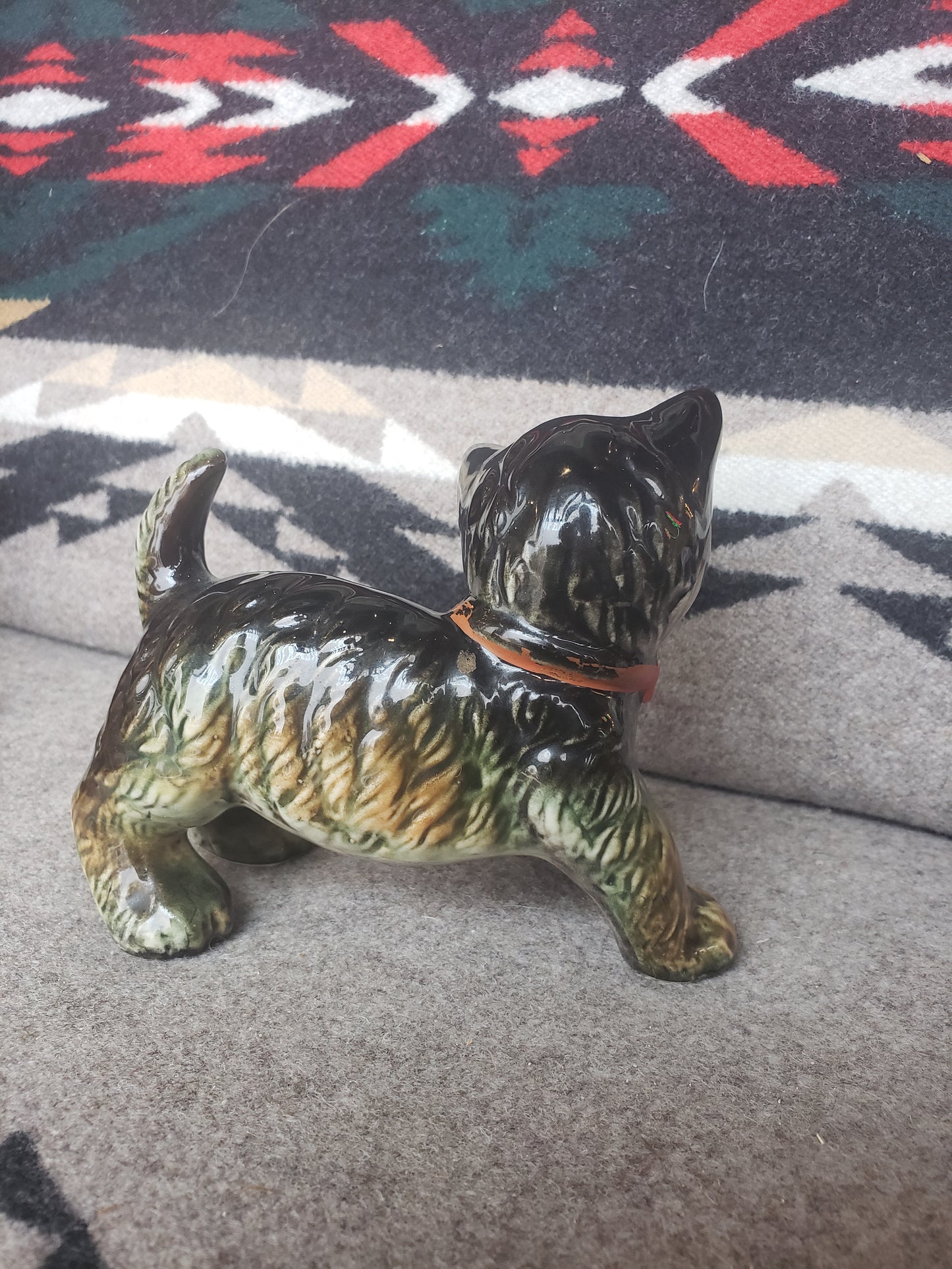 Ceramic gray tabby cat