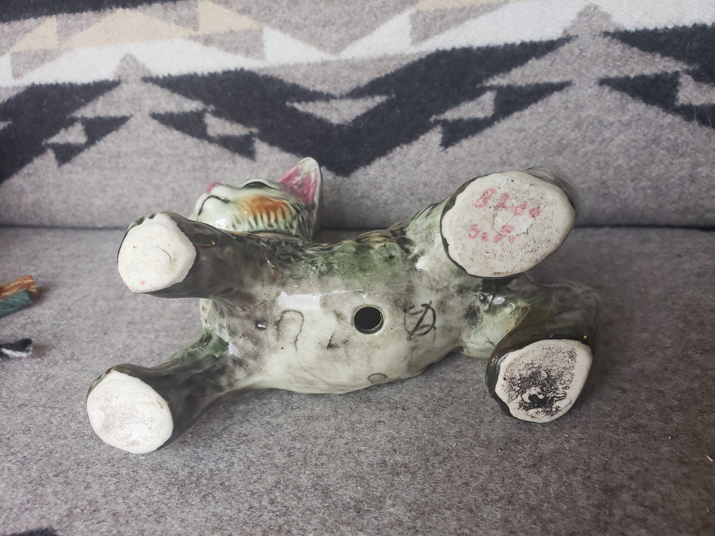 Ceramic gray tabby cat