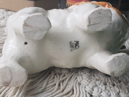 Vintage ceramic Black and White Pekinese dog figurine